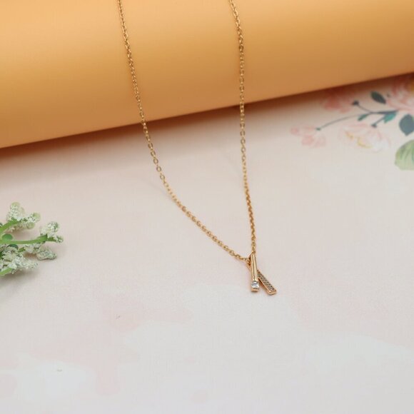 "Elegant Rose Gold Plated Necklace w/ CZ Pendant,  XPNL0159 - Picture 9 of 13